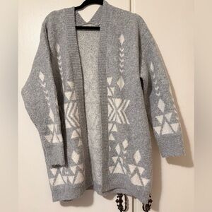Cozy Gray Patterned Women's Cardigan